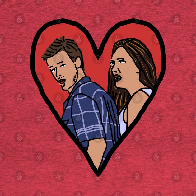 Couple in Valentine Heart Distracted Boyfriend Meme Valentines Day by ellenhenryart